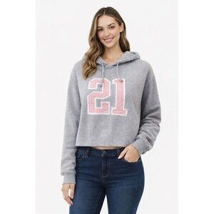 Steve & Barry’s Women Gray Hoodie Pink 21 Pullover Kangaroo Pocket Size Large